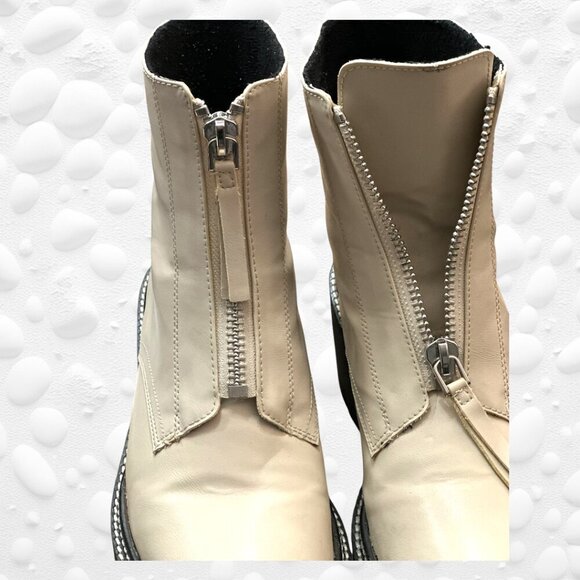 H&M Chunky Off White Platform Zip Front Ankle Boots 8 1/2 Exc Cond. - Picture 3 of 9